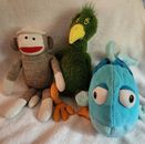 Lot Of 3 Kohls Cares Plushies- Hooey The Parrot, Sock Monkey And Pout Pout Fish