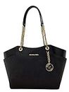 Michael Kors Jet Set Travel Saffiano Leather Shoulder Bag Medium Handbag (Black) One size