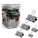 Otylzto 120Pcs Binder Clips Assorted Size, Office Clips with Clear Storage Container, Bulldog Clips, Paper Clips, Office Supplies
