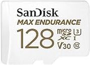 SanDisk 128GB MAX Endurance microSDXC Card with Adapter for Home Security Cameras and Dash cams - C10, U3, V30, 4K UHD, Micro SD Card - SDSQQVR-128G-GN6IA