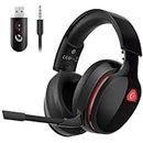Gtheos Wireless Gaming Headset for PS5, PC, PS4, Mac, Nintendo Switch, Gaming Headphones with Microphone, Bluetooth 5.2 Gaming Headset, Stereo Sound, Red Light, 3.5mm Wired Mode for Xbox Series -Black
