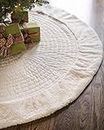 Balsam Hill Berkshire Channel Stitch Tree Skirt, 60 inches, Ivory White