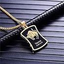 Taurus 12 Constellations Necklace - Birthday Gifts Gold Color Amulet Pendant Zodiac Sign Jewelry，Gold Plated Astrology Zodiac Dog Tag Pendant Lucky Charms For Men Women,Taurus,50Cm