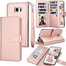 Tekcoo Compatible for Galaxy Note 5 Wallet Case/Samsung Galaxy Note 5 PU Leather Case, Luxury Cash Credit Card Slots Holder Carrying Flip Cover [Detachable Magnetic Hard Case] & Kickstand -Rose Gold