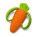 INFANTINO Lil' Nibble Teethers Carrot, Beißring Karotte – sensorischer Beißring und Greifling, Baby Zahnungshilfe mit praktischen Griffen, orange
