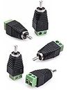 FASTX® Green Black Pack of 5, RCA to AV Screw Terminal Connector, RCA Cable Audio Adapter, Phono RCA Male Plug Screw Type solderless Wire Connector Converter Audio/Video Speaker Wire Adapter