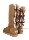 UGG Bailey Bow Tall II Triple Chestnut Suede Fur Boots Womens Size 7 *NEW*