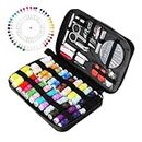 TUXWANG Premium Portable Sewing Kit - with 130 Piece Sewing Accessories and Carry Case - Includes Assorted Needles and 24 Reels of Thread for for Travel and Home, Emergency Clothing Fixes, DIY Sewing, Kids Summer Campers