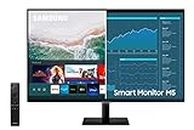 SAMSUNG M5 Series 32-Inch FHD 1080p Smart Monitor & Streaming TV (Tuner-Free), Netflix, HBO, Prime Video, & More, Apple Airplay, Bluetooth, Built-in Speakers, Remote Included (LS32AM500NNXZA)