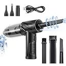 OTAO Compressed Air Duster & Handheld Vacuum Cordless, 3in1 Keyboard Cleaner Rechargeable Mini Pumping Swinmming Pool- Electric Canned Blower Dust Off For Compreture,Car,Office&Home Cleaning Black