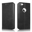 Techstudio Genuine Leather Flip Cover Flip Case Wallet Folio Case for iPhone 6 and 6S - 4.7 Inch Black