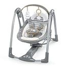 Ingenuity Swing 'n Go Deluxe 5-Speed Baby Swing with Cushioned Harness - Foldable, Portable, 2 Plush Toys & Sounds, 0-9 Months 6-20 lbs (Bella Teddy)