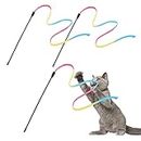 Cobee Juguetes Interactivos Arco Iris Para Gatos, 3 Pcs Juguetes Arco Iris Para Gatos Pequeños Varita Con Cinta Para Entrenamiento de Gatos (30cm)