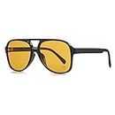 NIDOVIX Polarized Classic Vintage Aviator Sunglasses for Men Women Large Frame Retro 70s Sunglasses, A1 Black/Orange, lenswidth