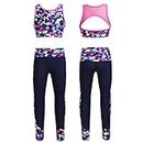 CHICTRY Kids Girls' 2 Piece Athletic Leggings with Tank Crop Tops Outfits sets for Gymnastics Sports Workout Fitness Multicolored 10-12 Years