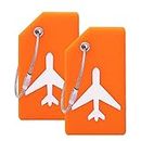 Silicone Luggage Tag with Name ID Card Perfect to Quickly Spot Luggage Suitcase by Ovener (Orange 2 Pack Tags)