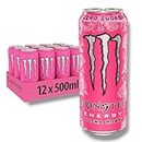 Monster Energy Ultra Lot de 12 boissons énergisantes contenant de la caféine au goût rafraîchissant de pamplemousse - Sans sucre et sans calories - Rose