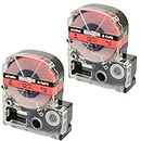 2 x Label Tapes Replacement for SC12RW LC-4RBP LC-4RBP9 Black on Red (12mm x 8m) Compatible with Epson LabelWorks LW-300 LW-300L LW-400 LW-500 LW-600P LW-700 LW-900P LW-1000P King Jim Tepra Pro