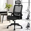 ALFORDSON Mesh Ergonomic Office Chair with Adjustable Headrest & Flip-up Armrest, Tilting Executive Computer Desk Chair with SGS Listed Gas-Lift, Swivel Gaming Chair for Max 180kg (All Black)