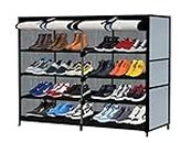RODMOB® Shoe Rack Sneaker Storage Organizer Cabinet Tower with Tom & Jerry Printed Non-Woven Fabric Cover (8 Layer, Grey)