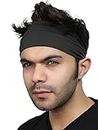 BISMAADH Women's and Men's Workout Non Slip Stretchy Soft Elastic Sports Fitness Exercise Tennis Running Gym Dance Yoga Headband (Black)