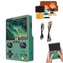 X6 Game Console, 2024 New Handheld Game Console, 10000+ Games, Dual 3D Joystick with 3.5-Inch IPS OCA X6 Portable Game Console, Support 2 Playing Simultaneously On TV (Green Single)