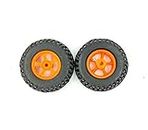 INVENTO 2pcs 80mm x 25mm Plastic Robotic Wheel Durable Rubber Tire Wheel 6mm Hole for DC Geared Motor RC Car Robot