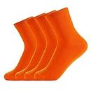 Azweiler Men's Quarter Length Crew Socks Cotton Made Athletic Breathable Socks Package of (Size7-11) (Orange), Orange, Large