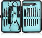 Utopia Care - 15 in 1 Stainless Steel Professional Manicure Pedicure Set Nail Clippers Kit – Portable Travel Grooming Kit - Facial, Cuticle and Nail Care for Men and Women (Black)