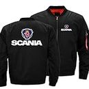 Men Sweatshirt Bomber Jackets for Scania Print Winter Cycling Jersey Windproof Outwear Casual Cardigan Long Sleeve Zip Coats - Teen Gift-Black||XXL
