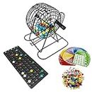 Yuanhe Deluxe Bingo Games Set - Metal Cage with Calling Board,50 Bingo Cards,300 Colorful Bingo Chips,75 Colored Balls, Great for Adults Kids Large Groups,Parties Events Family Game Nights