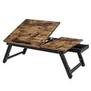 SONGMICS Laptop Desk for Bed or Sofa with Adjustable Tilting Top, Rustic Brown ULLD105B01