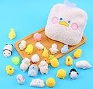 HZVUVEE 24pcs Mochi Squishy Toys, Mini Kawaii Mochi Squishies, Party Favors Toy Gifts for Kids, Squishies with Cartoon Bag Party Favors for Kids Animal Squishy Stress Relief Toys