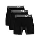 STEP ONE Mens Underwear Boxers 3-Pack - Moisture-Wicking, 3D Pouch + Chafe-Reducing Men's Underwear. Men's Clothing Fabric Made from Organic Bamboo Trunks - Boxer Briefs Black