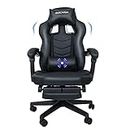 PULUOMIS Video Gaming Chair Massage for Adults with Footrest Computer Desk Chair PU Leather 150° Reclining High Back Support Office chair for Home with Headrest Lumbar Pillow (Black)