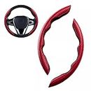 2 Pcs Carbon Fiber Car Steering Wheel Cover, for PORSCHE Cayman Macan Panamera Panamera E-Hybrid Taycan Breathable Anti-Skid Durable Very Soft and Comfortable Steering Wheel Covers,Car Accessories