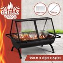 Grillz Fire Pit BBQ Cooking Grill Outdoor Camping Fireplace Heater Steel