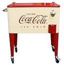 Leigh Country CP 98111 Cream and Red 60 Qt. Coca-Cola Rolling Cooler, Cream & Red