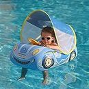 Swimbobo Toddler Pool Float Inflatable Car Baby Swim Float with Adjustable Sun Canopy and Safety Seat Pool Toys for kids(Blue Sport Car)