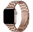 Croiky Stainless Steel Metal Chain Bands Compatible with Apple Watch Straps 41mm 40mm 38mm for iWatch straps Series 8 7 6 5 4 3 2 1 SE (Rose Gold) [WATCH NOT INCLUDED]