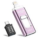 Flash Drive for iPhone 128GB, Gulloe USB Memory Stick Photo Stick External Storage Thumb Drive for iPhone iPad Android Computer (Light Purple)