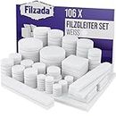 Filzada® Filzgleiter Selbstklebend Set 106 Stück (Eckig und Rund) - Weiß - Profi Möbelgleiter Filz Mit Idealer Klebkraft