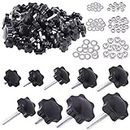 Mardatt 45 Sets M4 M6 M8 Star Knobs Male Thread Clamping Knob Screw Hand Tightening Knob Quick Removal Replacement Parts with 304 Stainless Steel Hex Nuts and Flat Washers Assortment Kit