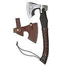 Fazi_R Handmade Viking Axe Made with Wood Handle and Carbon Steel Blade Working Tool Pack of 1 with Blade Cover. (Real Wood Color Handle)