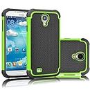 Galaxy S4 Case, Tekcoo(TM) [Tmajor Series] [Green/Black] Shock Absorbing Hybrid Rubber Plastic Impact Defender Rugged Slim Hard Case Cover Shell for Samsung Galaxy S4 S IV I9500 GS4 All Carriers
