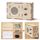 prunus DIY Kits Wooden Radio FM/AM, Wooden Toy Kit 100% hand-assembled, Perfect for children, adults and learners ; Transistor radio AA battery operation Safer.