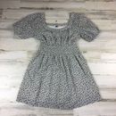 Old Navy Womens Dress Small Peasant Black Beige Short Sleeve Casual Summer