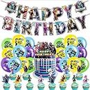 BSNRDX 50 Pcs Video Party Birthday Decorations,Video Game Party Supplies Birthday Party Supplies for Game Fans Balloons Birthday Banner Cake Topper Boys and Grils Gamer Birthday Party Decorations