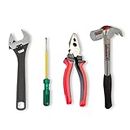 GIZMO Hand Tools, Hand Tools Kit, Hand Tools Kit For Home Use, Hand Tools Set, Tools Combo With 10" Adjustable Wrench, Combination Plier, Claw Hammer & 2-in-1 Screwdriver
