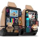ACELIFE Car Organiser,Car Seat Organiser for Kids 2pcs, BackSeat Protector with 10" iPad Tablet Holder,Car Tidy Organiser With Kick Mat & 9 Pockets for bottles,toys,books,Car Accessories for Toddlers